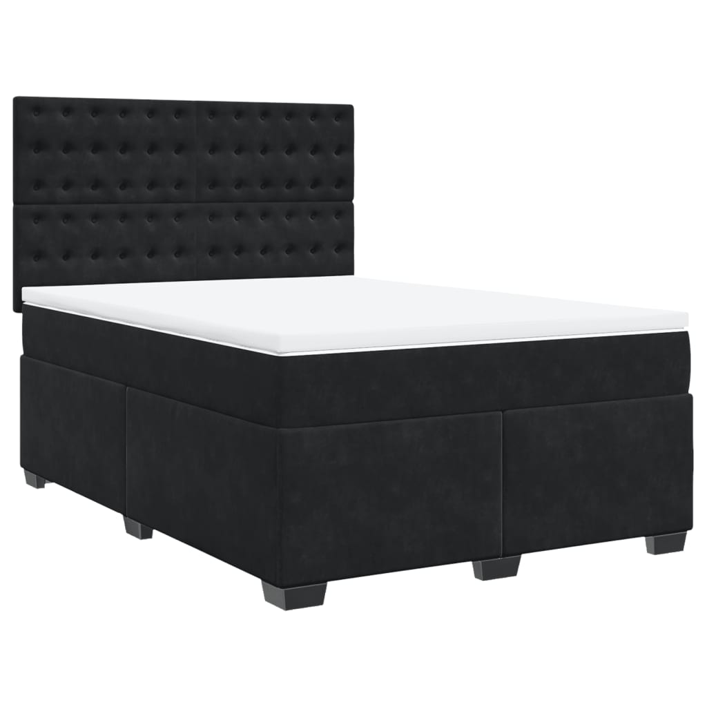 Pat box spring cu saltea, negru, 160x200 cm, catifea GartenMobel Dekor