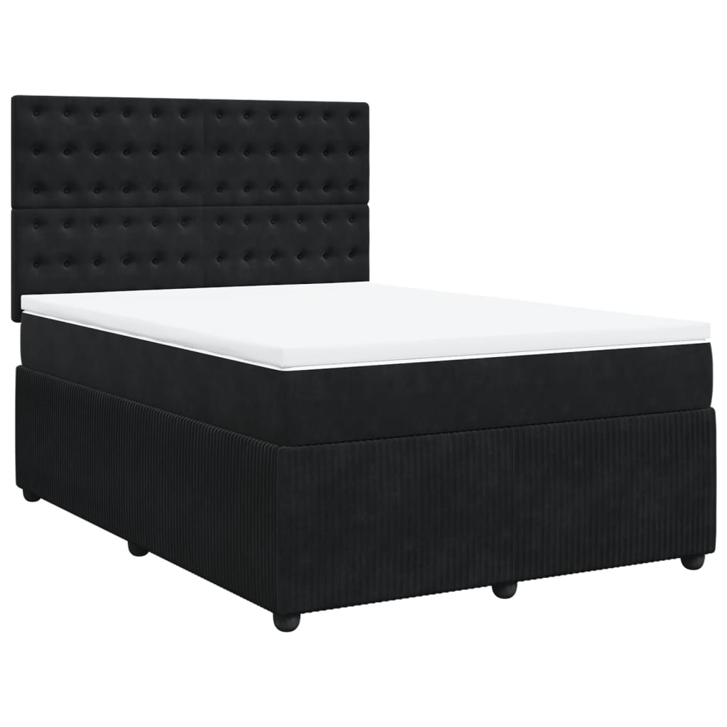 Pat box spring cu saltea, negru, 160x200 cm, catifea GartenMobel Dekor