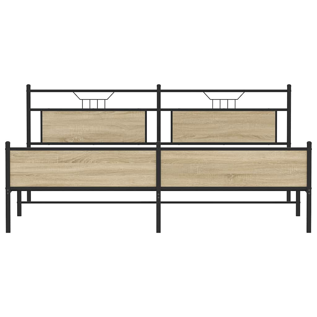 Cadru de pat metalic fără saltea, stejar sonoma, 193x203 cm GartenMobel Dekor