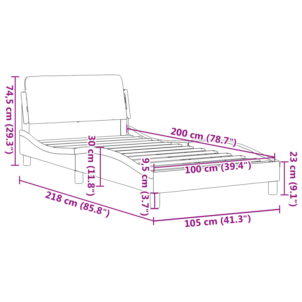 Cadru de pat cu tăblie fără saltea, albastru, 100x200cm, textil GartenMobel Dekor