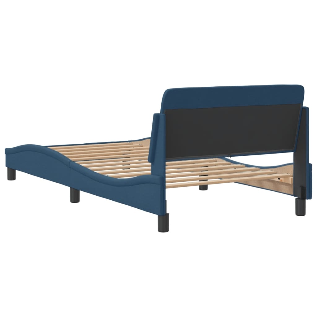Cadru de pat cu tăblie fără saltea, albastru, 100x200cm, textil GartenMobel Dekor