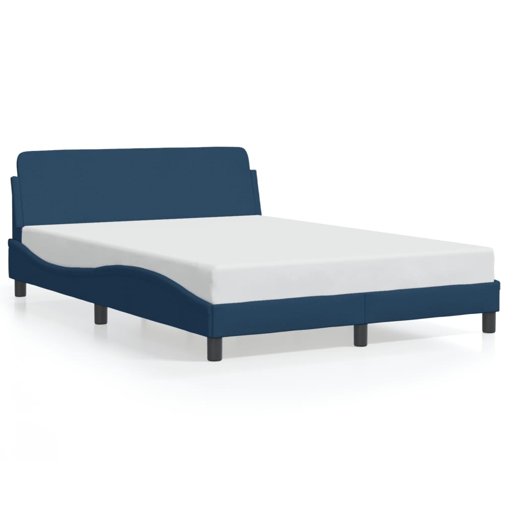 Cadru de pat cu tăblie fără saltea, albastru, 120x200cm, textil GartenMobel Dekor