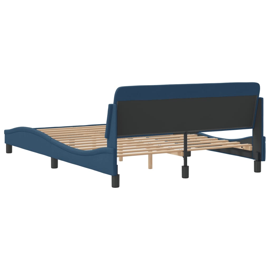 Cadru de pat cu tăblie fără saltea, albastru, 120x200cm, textil GartenMobel Dekor