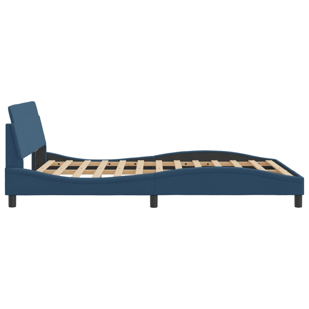 Cadru de pat cu tăblie fără saltea, albastru, 120x200cm, textil GartenMobel Dekor