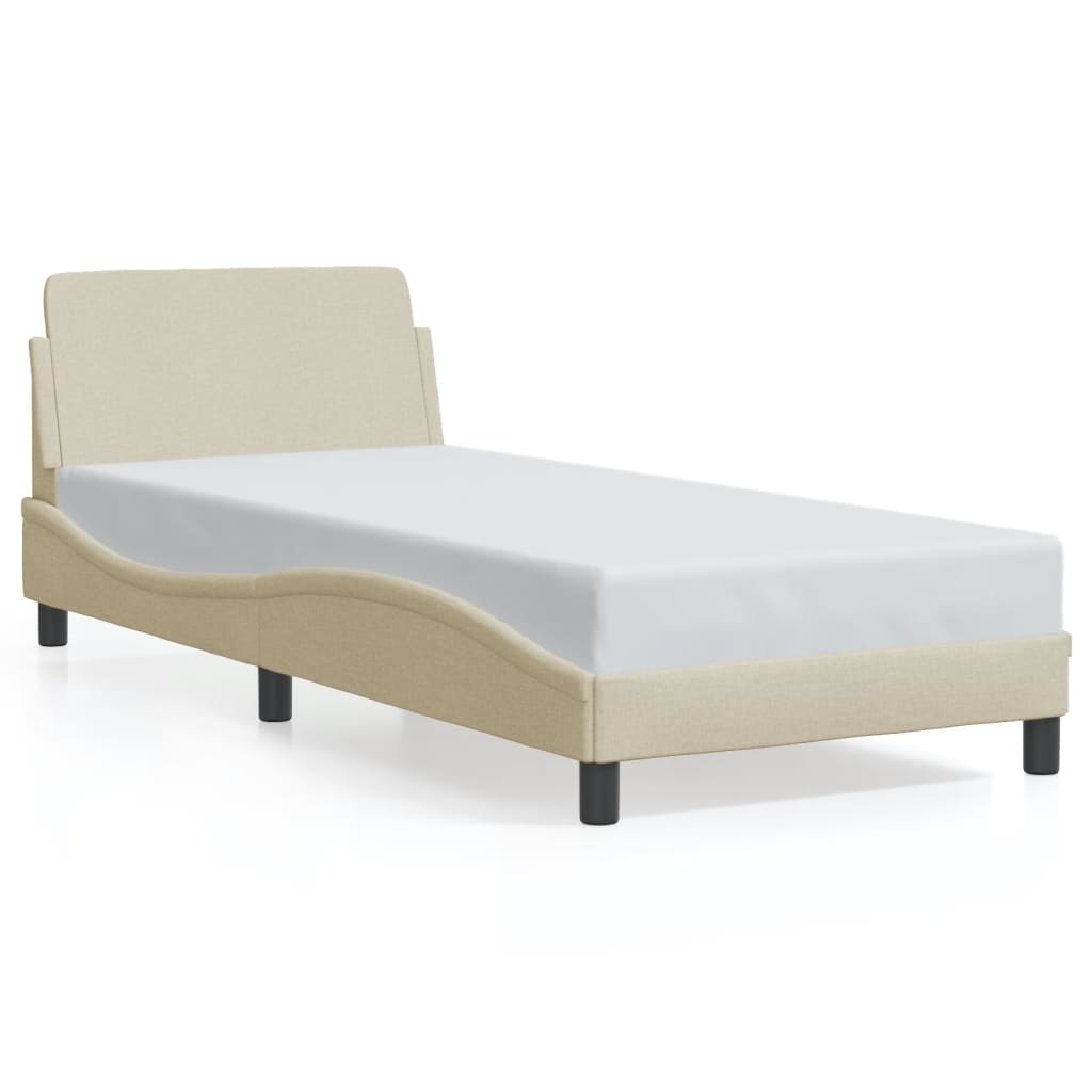 Cadru de pat cu tăblie fără saltea, crem, 80x200 cm, textil GartenMobel Dekor