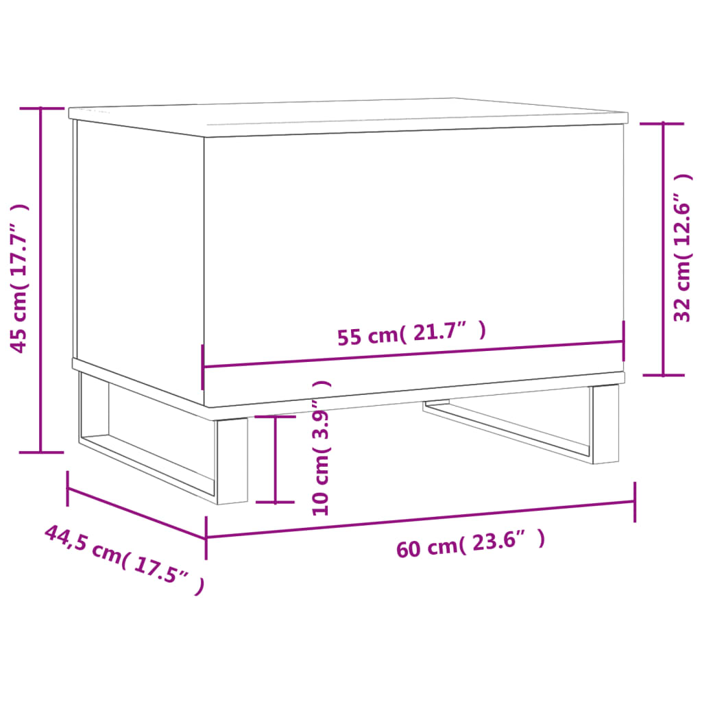 Măsuță de cafea, gri beton, 60x44,5x45 cm, lemn prelucrat GartenMobel Dekor