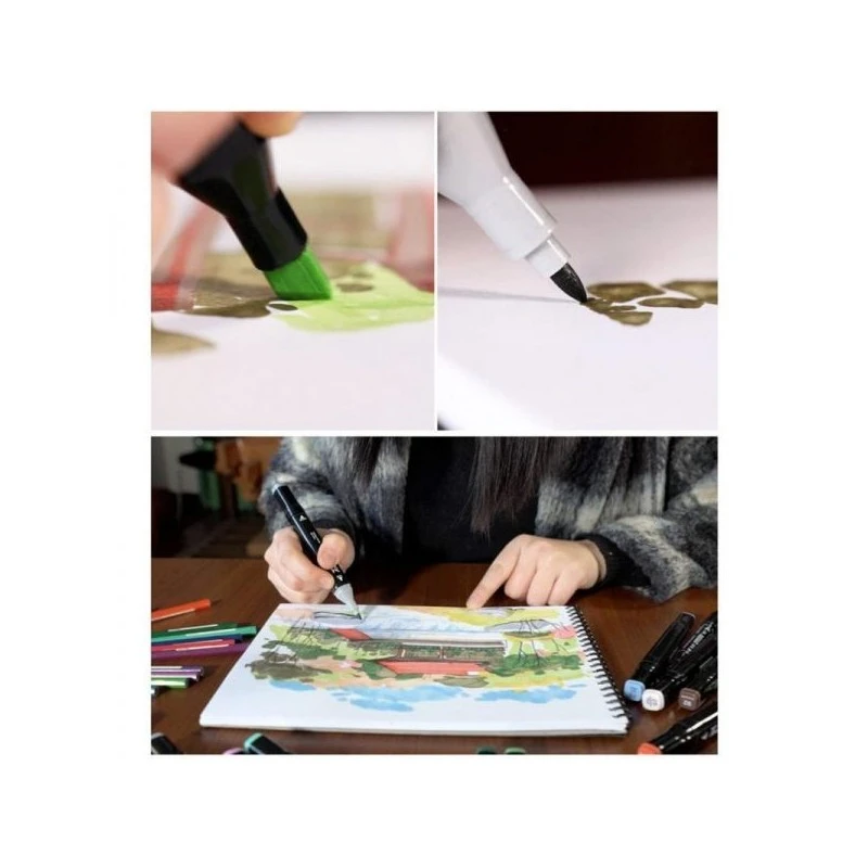 Set 80 markere cu varf dublu, culori diverse, geanta depozitare inclusa MultiMark GlobalProd