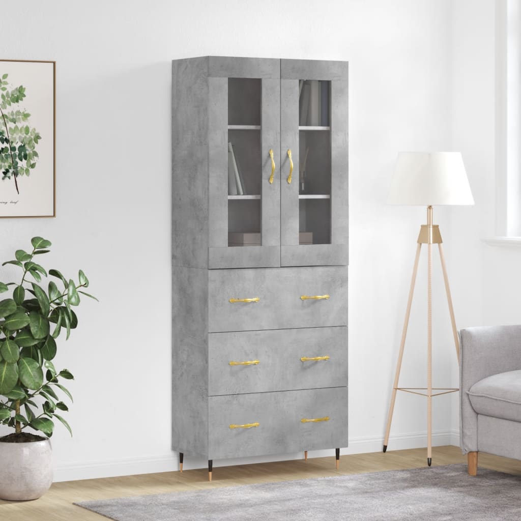 Dulap înalt, gri beton, 69,5x34x180, lemn compozit GartenMobel Dekor