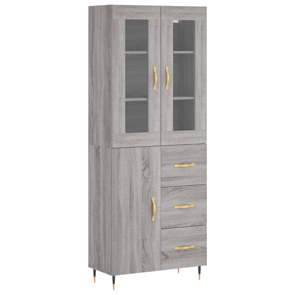Dulap înalt, gri sonoma, 69,5x34x180 cm, lemn compozit GartenMobel Dekor