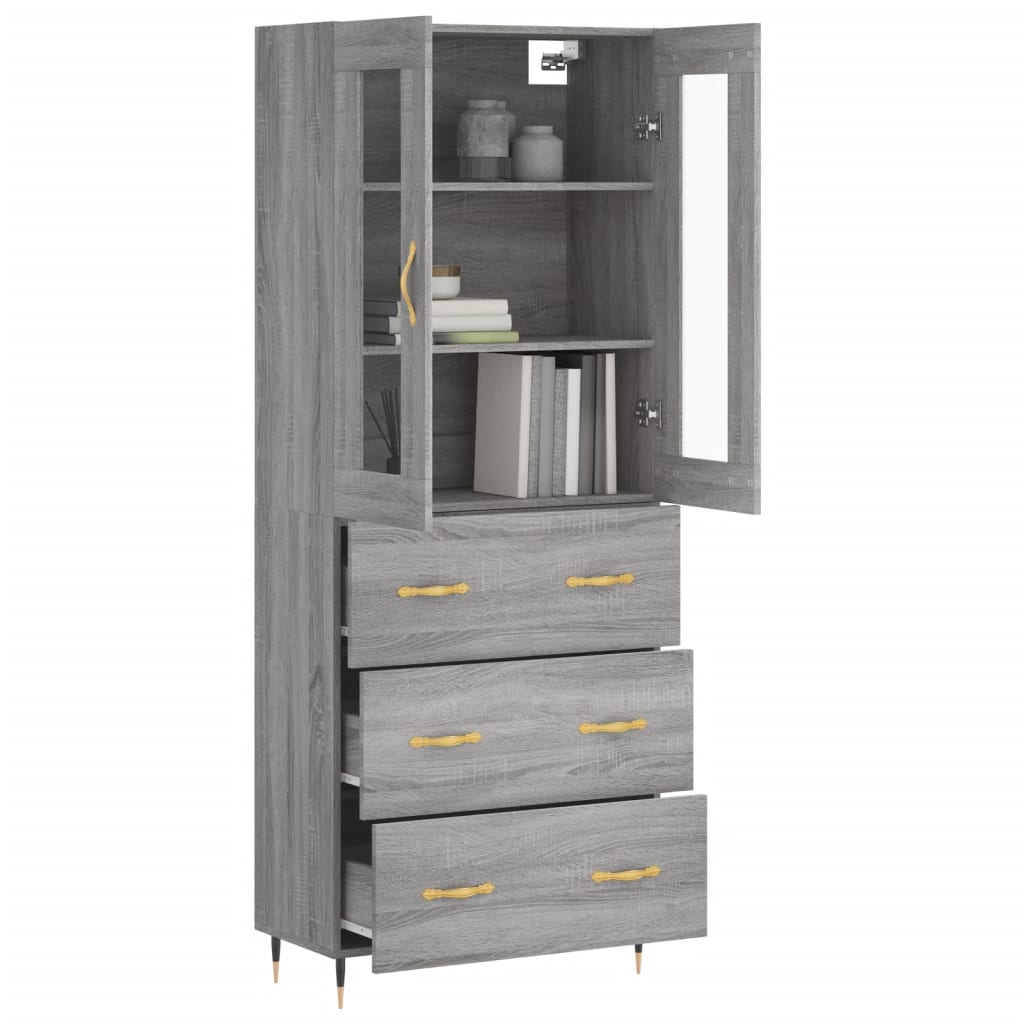 Dulap înalt, gri sonoma, 69,5x34x180 cm, lemn compozit GartenMobel Dekor