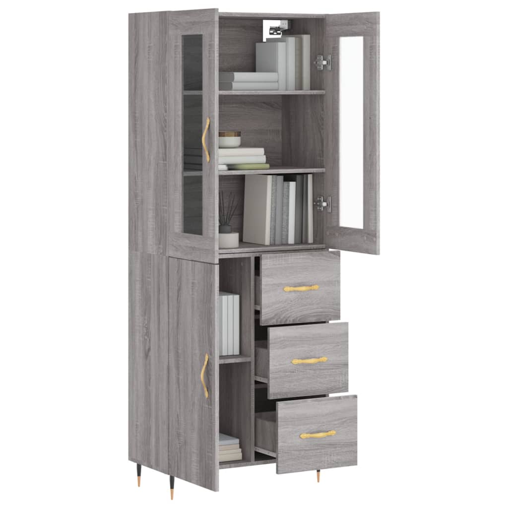 Dulap înalt, gri sonoma, 69,5x34x180 cm, lemn compozit GartenMobel Dekor