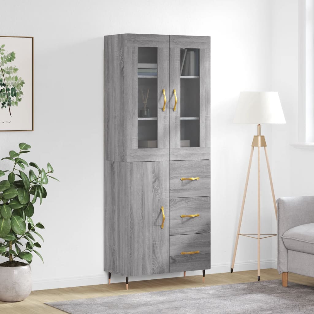 Dulap înalt, gri sonoma, 69,5x34x180 cm, lemn compozit GartenMobel Dekor