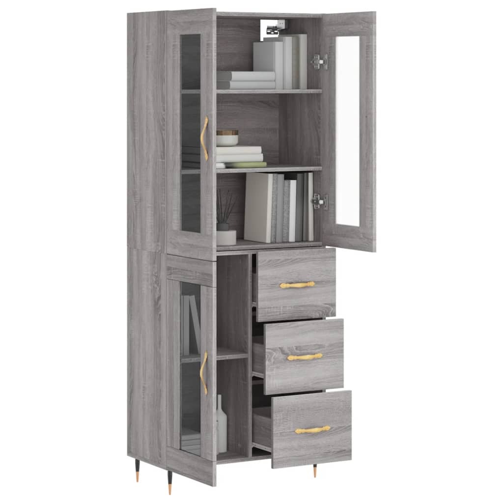 Dulap înalt, gri sonoma, 69,5x34x180 cm, lemn compozit GartenMobel Dekor