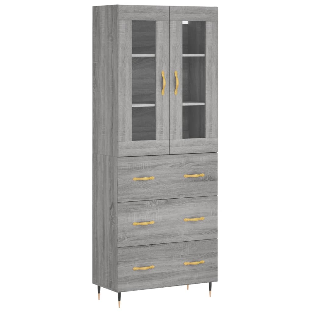 Dulap înalt, gri sonoma, 69,5x34x180 cm, lemn compozit GartenMobel Dekor