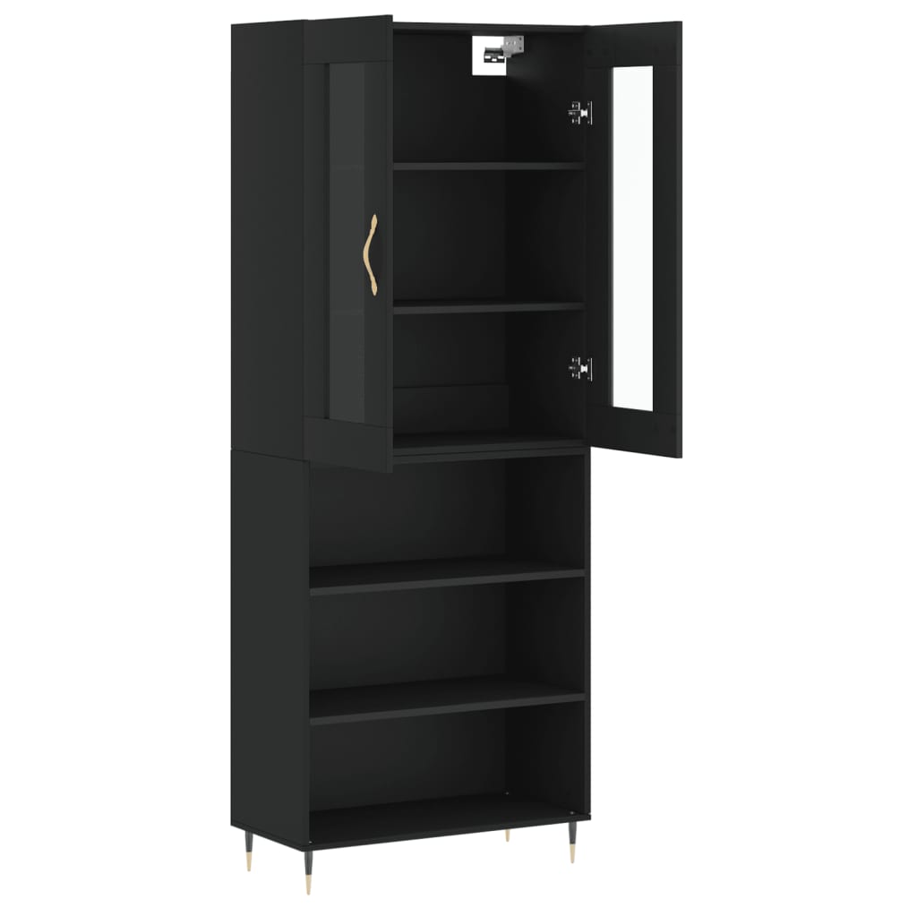 Dulap înalt, negru, 69,5x34x180 cm, lemn compozit GartenMobel Dekor