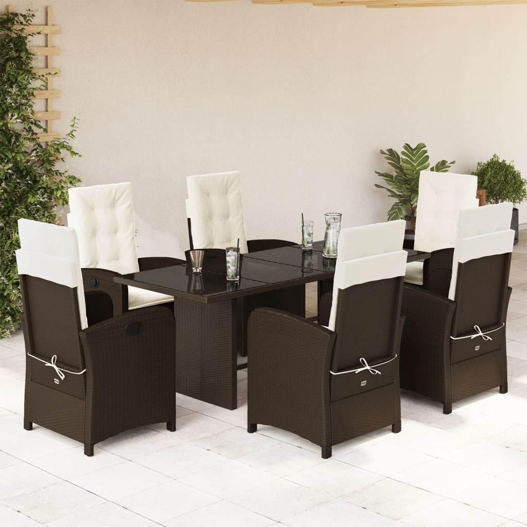 Set mobilier de grădină cu perne, 7 piese, maro, poliratan GartenMobel Dekor
