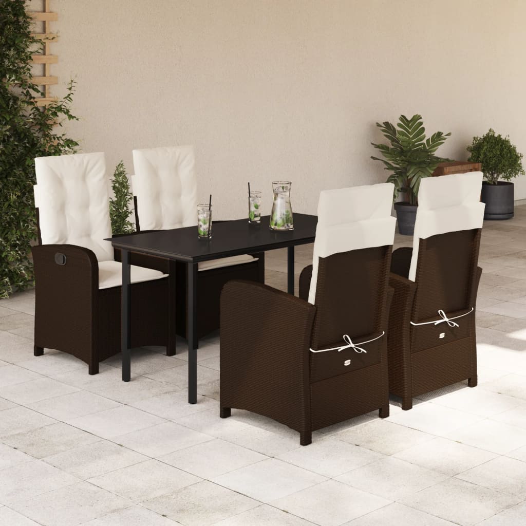 Set mobilier de grădină, 5 piese, cu perne, maro, poliratan GartenMobel Dekor