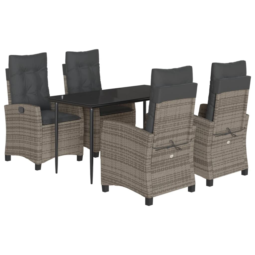 Set mobilier de grădină cu perne, 5 piese, gri, poliratan GartenMobel Dekor