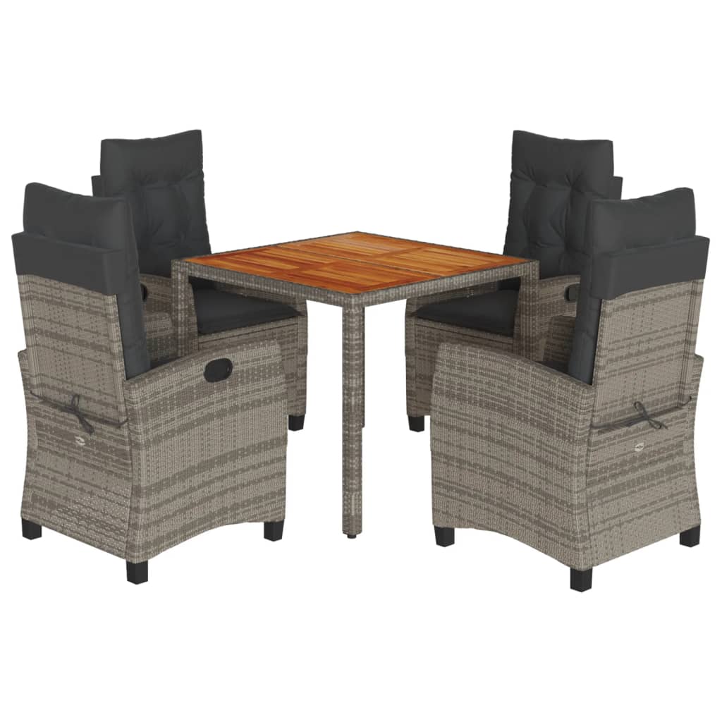 Set mobilier de grădină cu perne, 5 piese, gri, poliratan GartenMobel Dekor