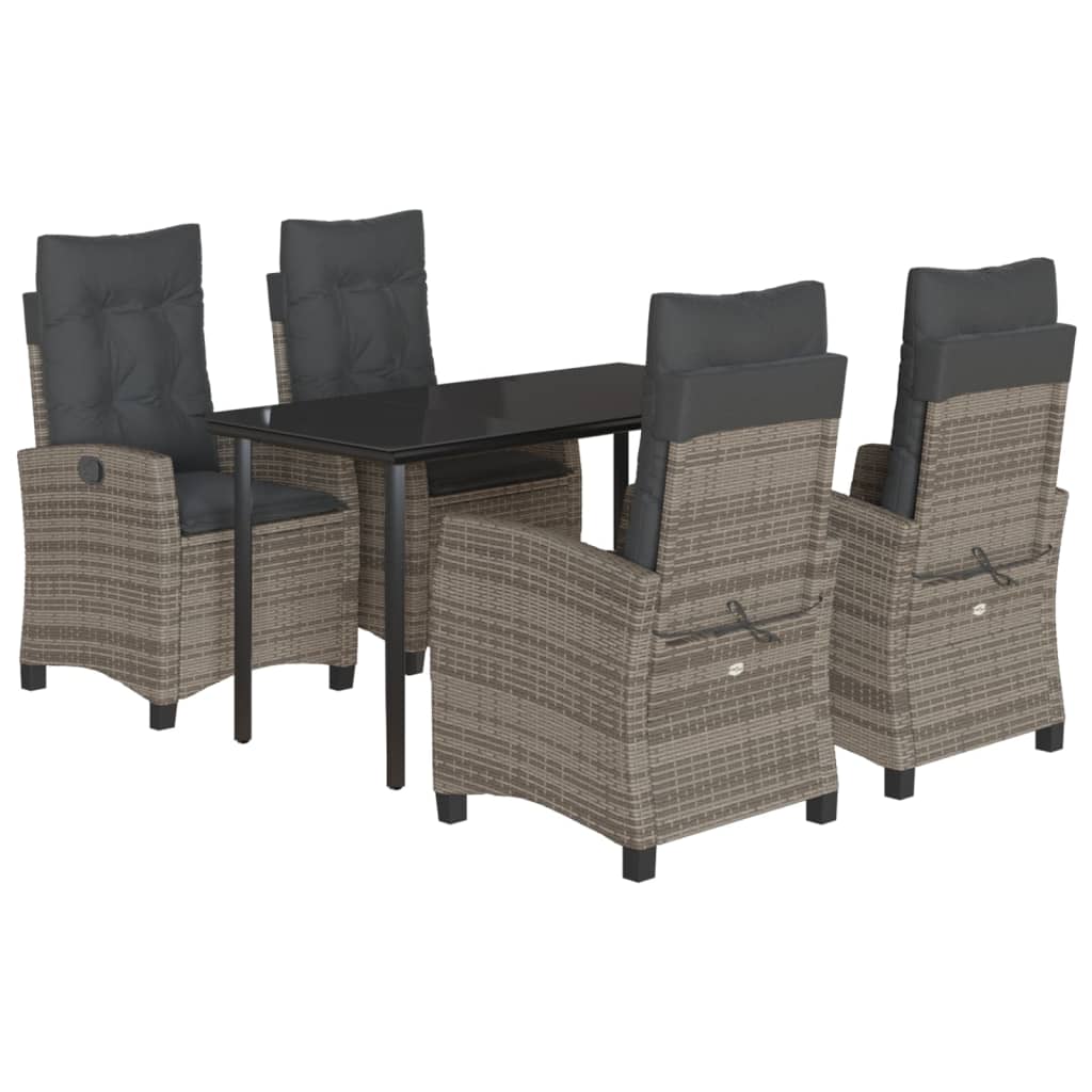 Set mobilier de grădină cu perne, 5 piese, gri, poliratan GartenMobel Dekor