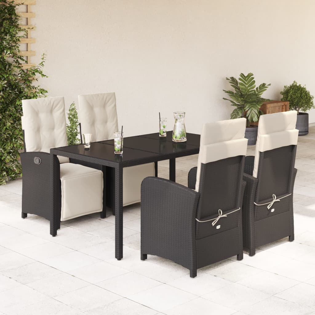 Set mobilier de grădină cu perne, 5 piese, negru, poliratan GartenMobel Dekor
