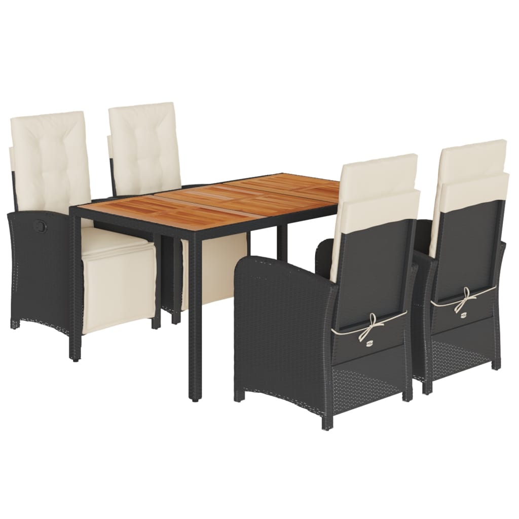 Set mobilier de grădină cu perne, 5 piese, negru, poliratan GartenMobel Dekor