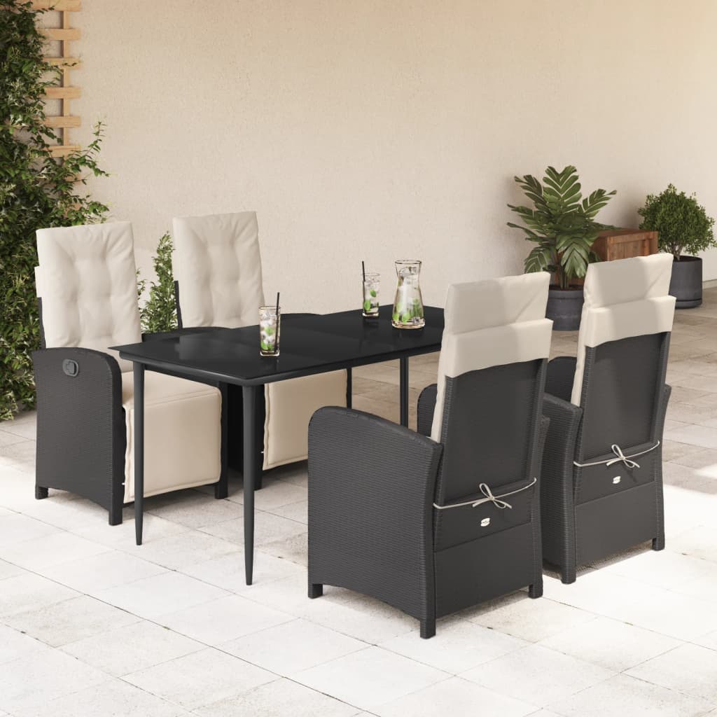 Set mobilier de grădină cu perne, 5 piese, negru, poliratan GartenMobel Dekor
