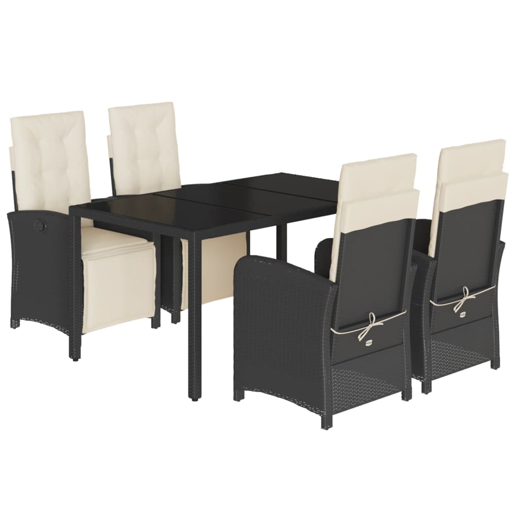 Set mobilier de grădină cu perne, 5 piese, negru, poliratan GartenMobel Dekor