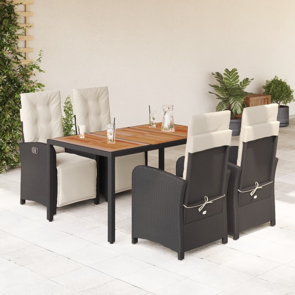 Set mobilier de grădină cu perne, 5 piese, negru, poliratan GartenMobel Dekor