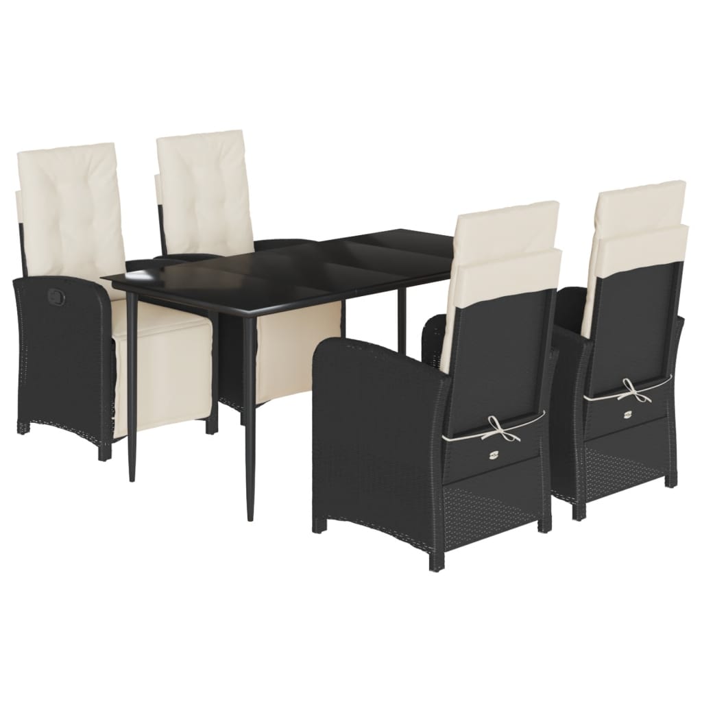 Set mobilier de grădină cu perne, 5 piese, negru, poliratan GartenMobel Dekor