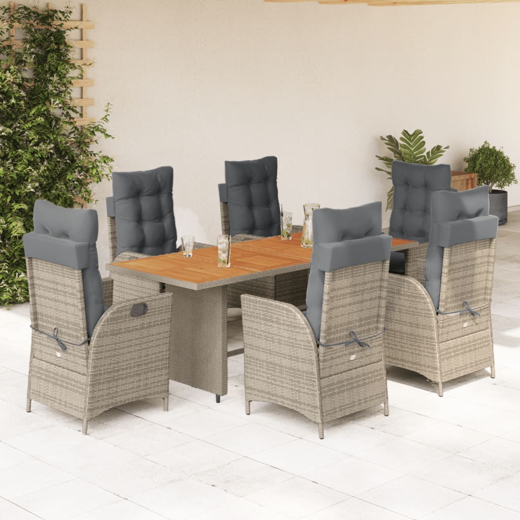 Set mobilier de grădină cu perne, 7 piese, gri, poliratan GartenMobel Dekor