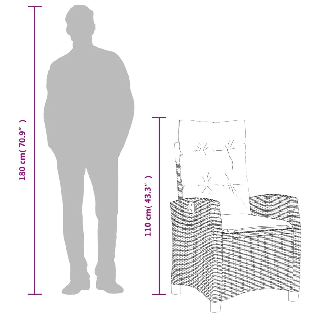 Set mobilier de grădină cu perne, 7 piese, gri, poliratan GartenMobel Dekor