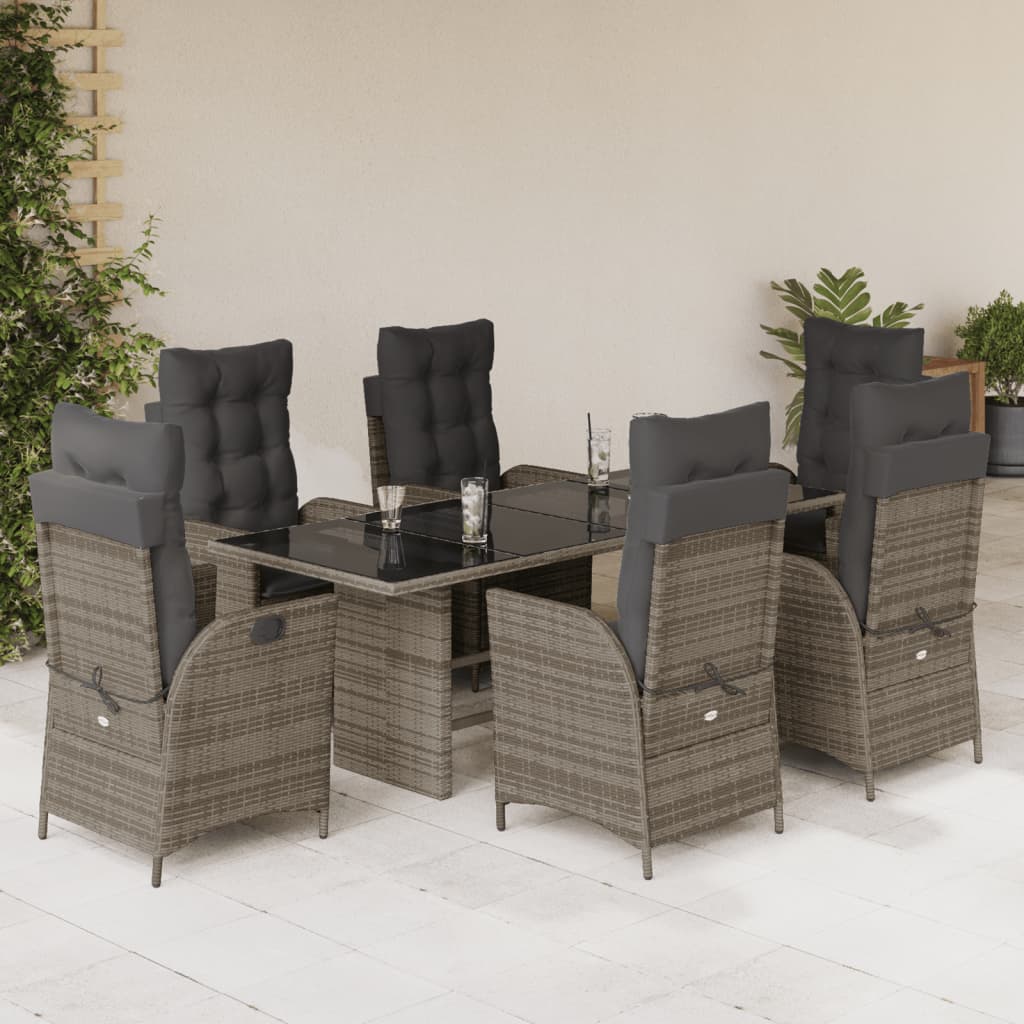 Set mobilier de grădină cu perne, 7 piese, gri, poliratan GartenMobel Dekor
