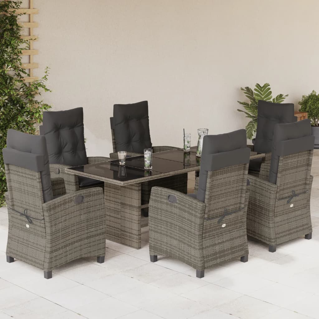 Set mobilier de grădină cu perne, 7 piese, gri, poliratan GartenMobel Dekor