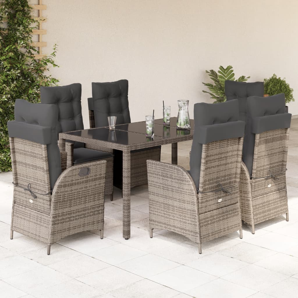 Set mobilier de grădină cu perne, 7 piese, gri, poliratan GartenMobel Dekor