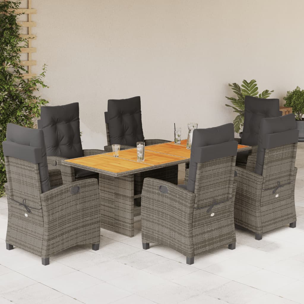 Set mobilier de grădină cu perne, 7 piese, gri, poliratan GartenMobel Dekor