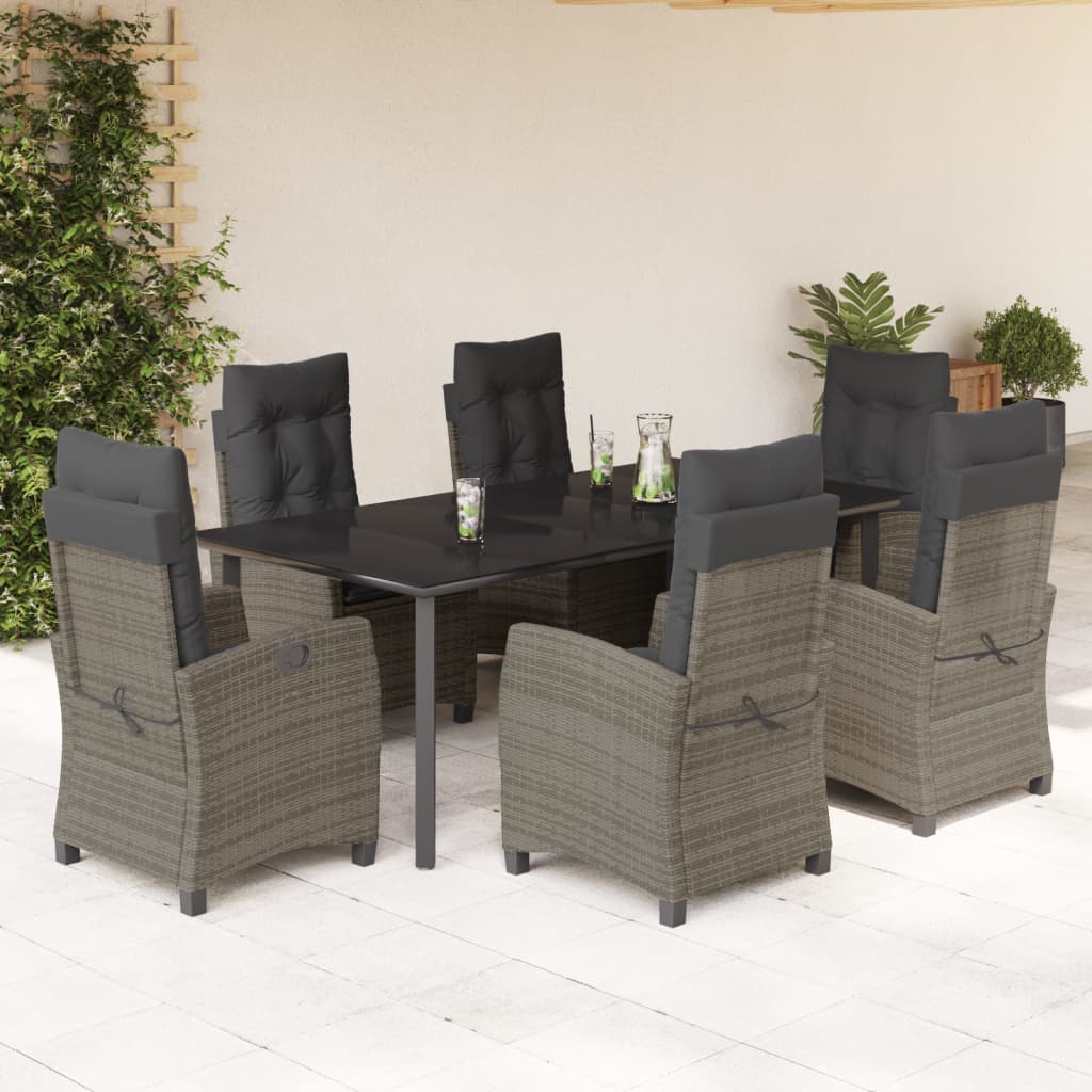 Set mobilier de grădină cu perne, 7 piese, gri, poliratan GartenMobel Dekor