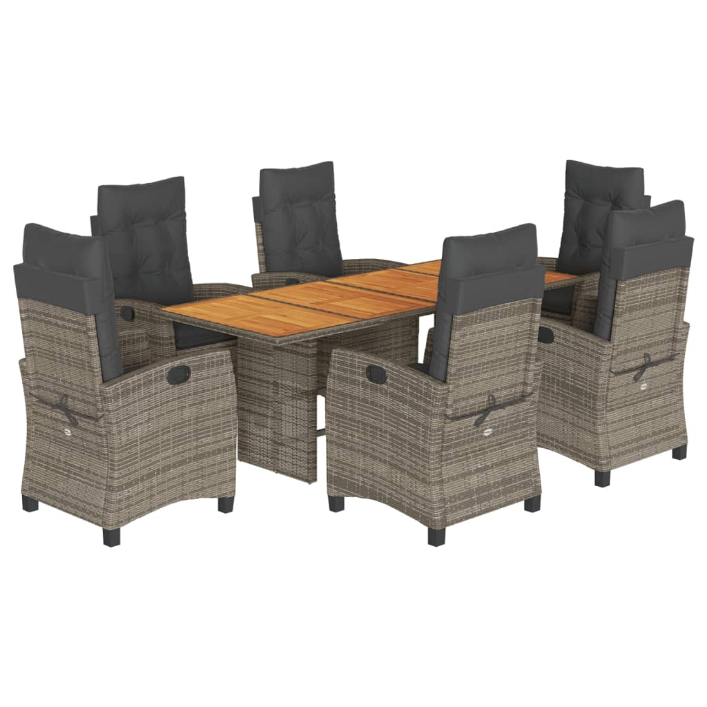 Set mobilier de grădină cu perne, 7 piese, gri, poliratan GartenMobel Dekor