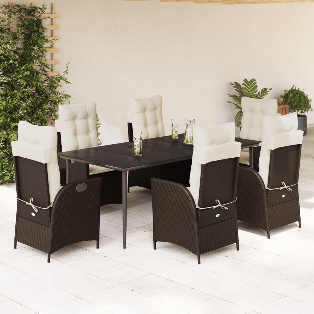 Set mobilier de grădină cu perne, 7 piese, maro, poliratan GartenMobel Dekor