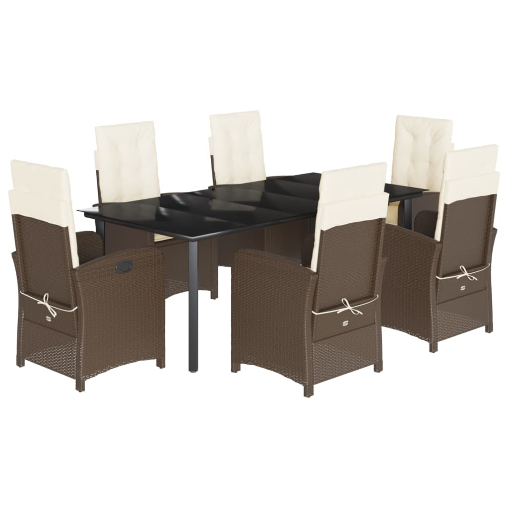 Set mobilier de grădină cu perne, 7 piese, maro, poliratan GartenMobel Dekor