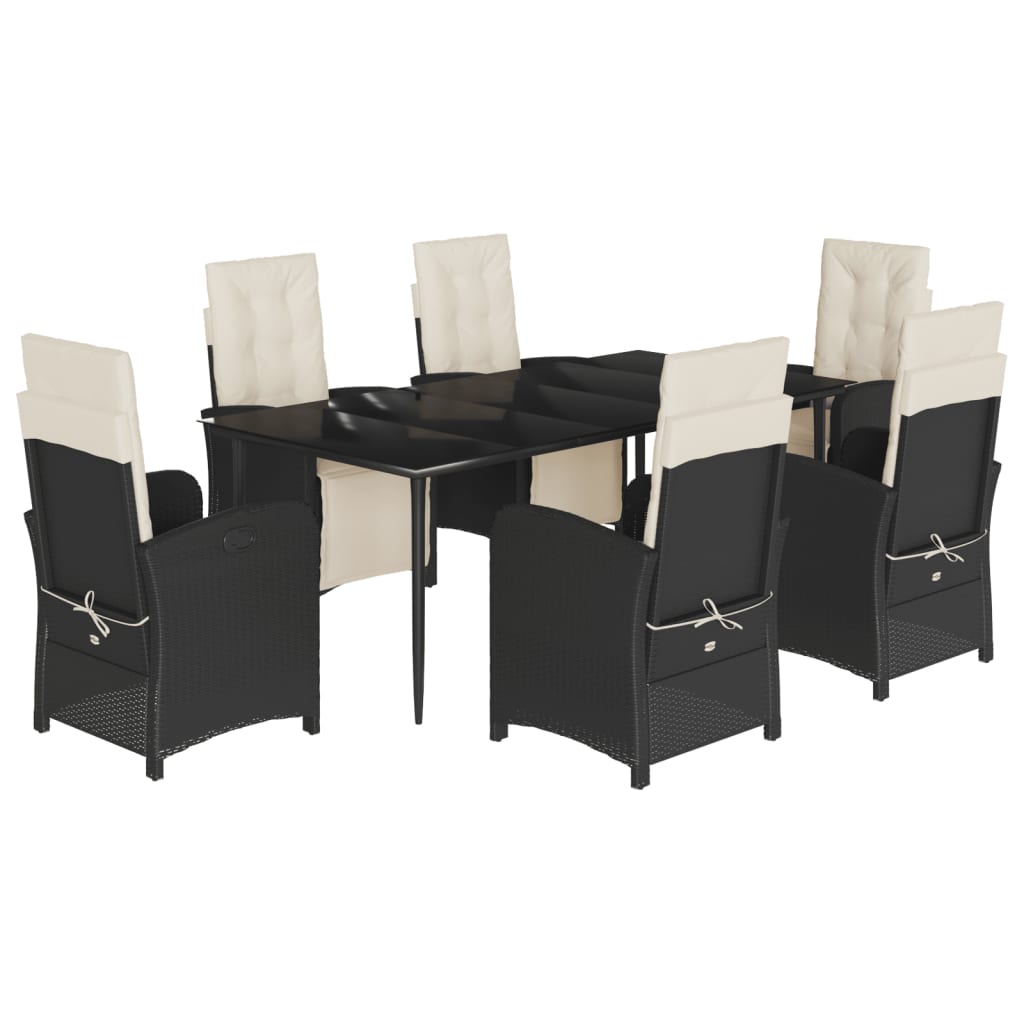 Set mobilier de grădină cu perne, 7 piese, negru, poliratan GartenMobel Dekor