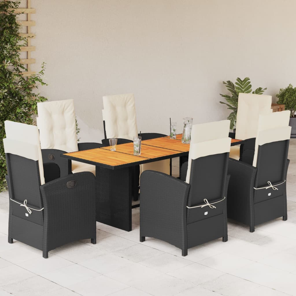 Set mobilier de grădină cu perne, 7 piese, negru, poliratan GartenMobel Dekor