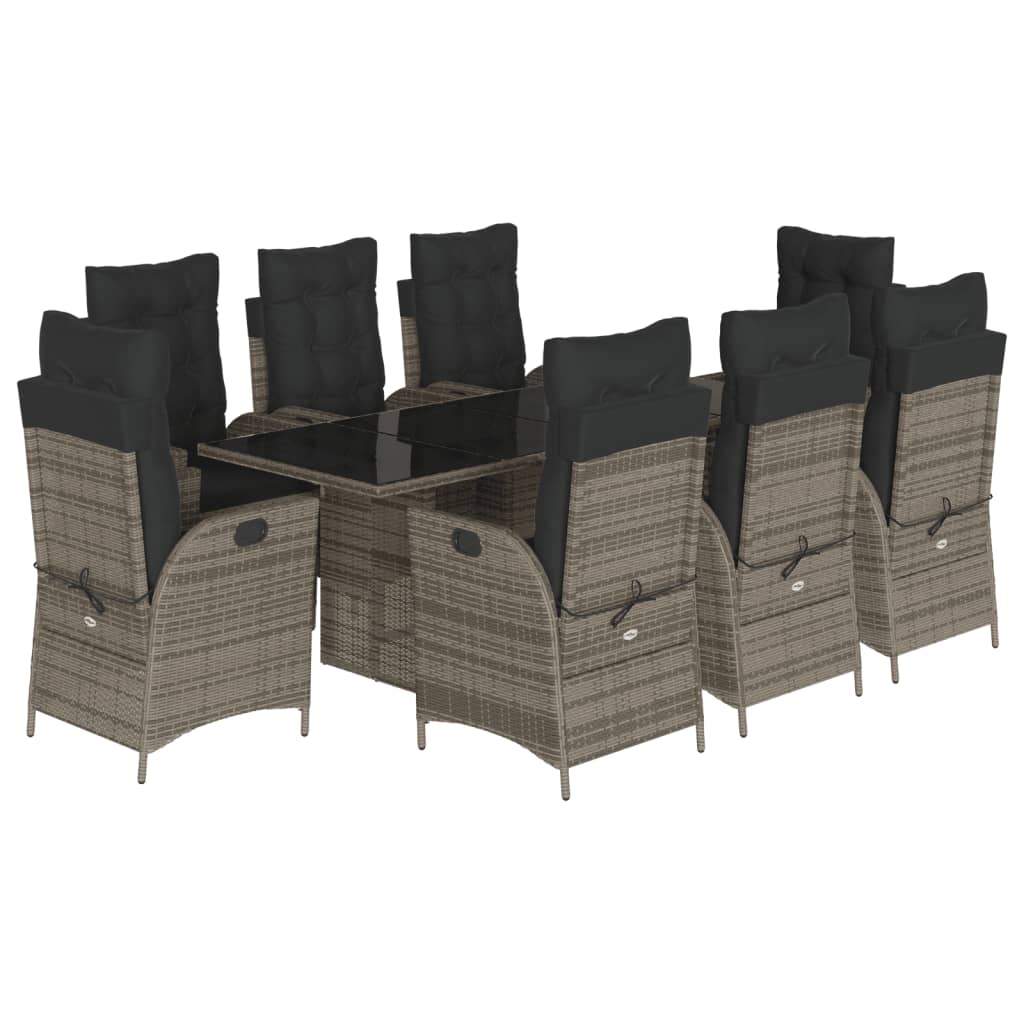Set mobilier grădină cu perne, 9 piese, gri, poliratan GartenMobel Dekor