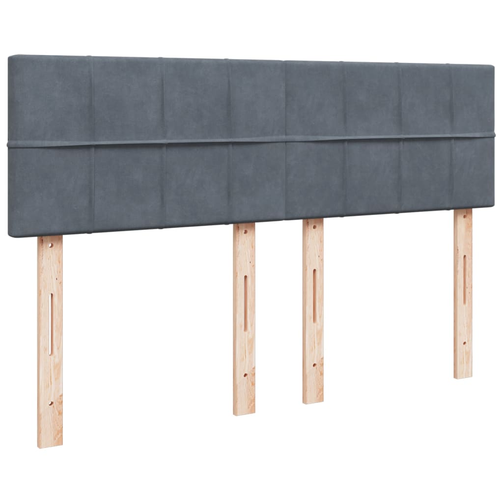 Pat box spring cu saltea, gri închis, 160x200 cm, catifea GartenMobel Dekor