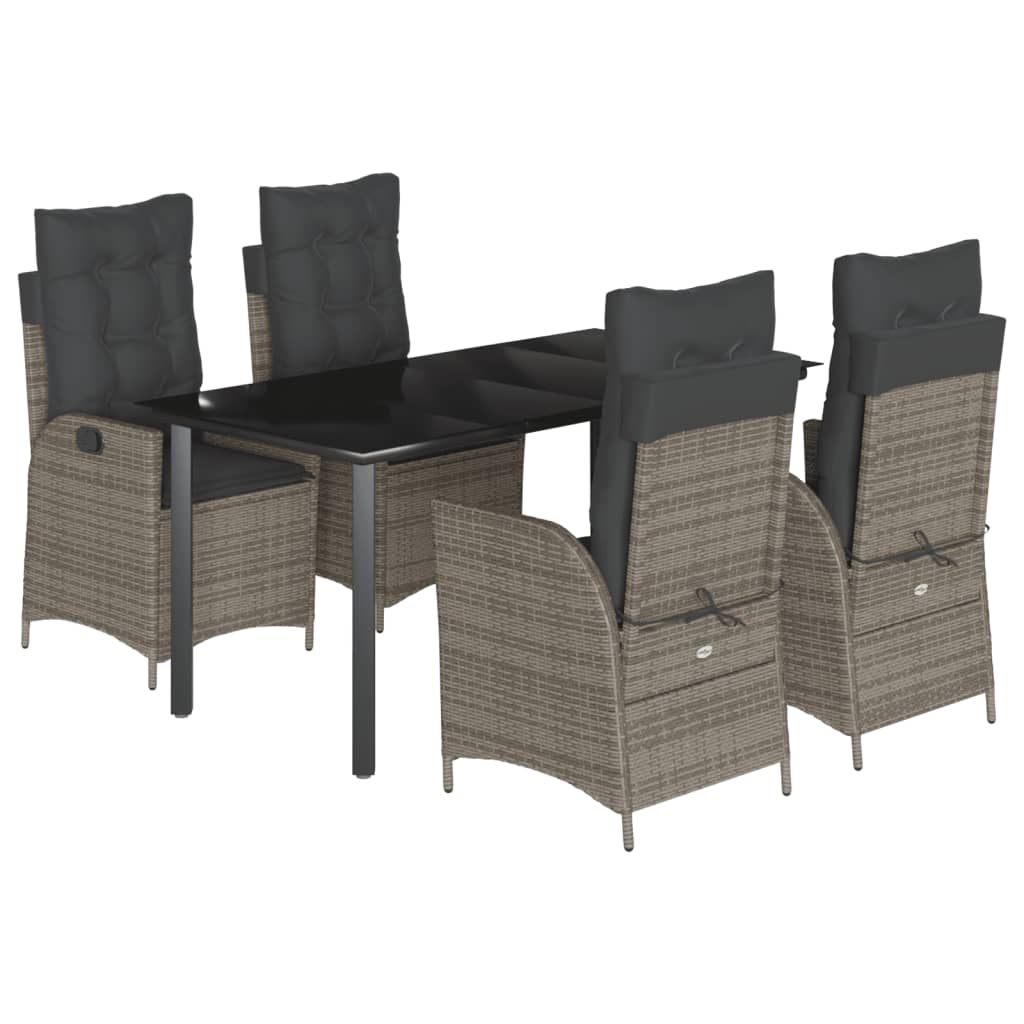 Set mobilier de grădină cu perne, 5 piese, gri, poliratan GartenMobel Dekor