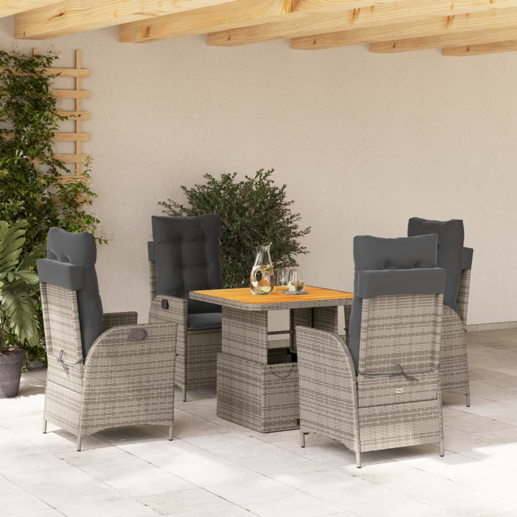 Set mobilier de grădină cu perne, 5 piese, gri, poliratan GartenMobel Dekor
