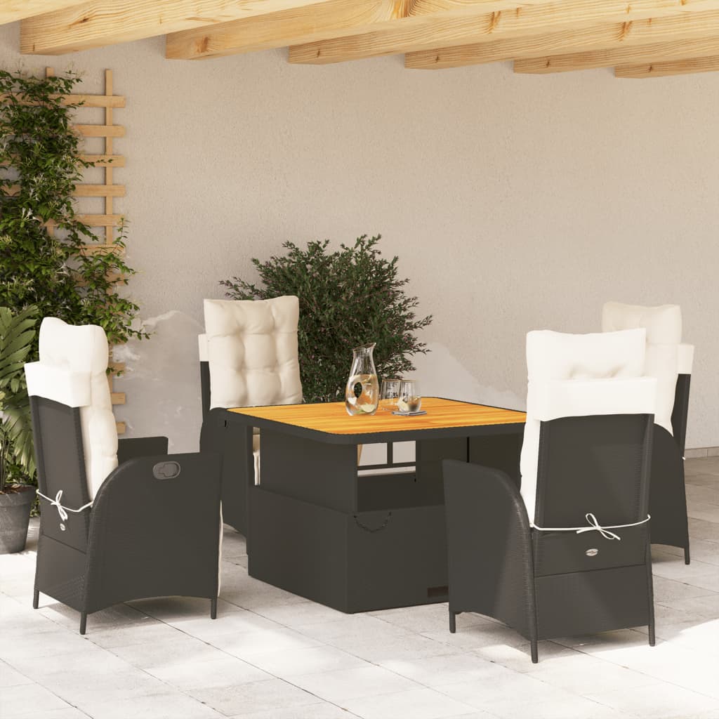 Set mobilier de grădină cu perne, 5 piese, negru, poliratan GartenMobel Dekor