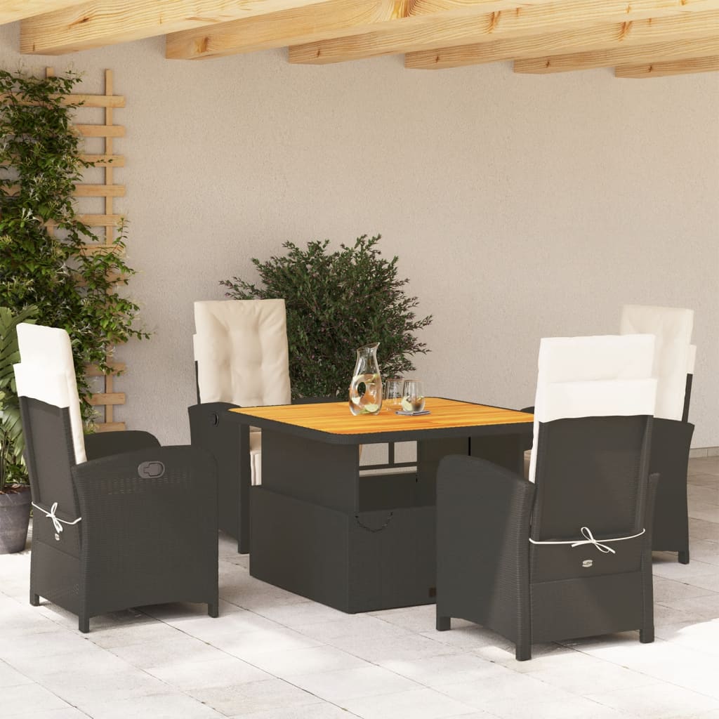 Set mobilier de grădină cu perne, 5 piese, negru, poliratan GartenMobel Dekor
