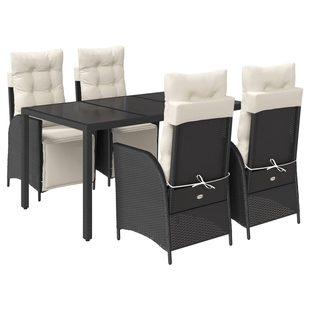 Set mobilier de grădină cu perne, 5 piese, negru, poliratan GartenMobel Dekor