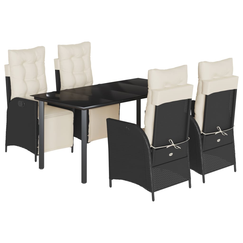 Set mobilier de grădină cu perne, 5 piese, negru, poliratan GartenMobel Dekor